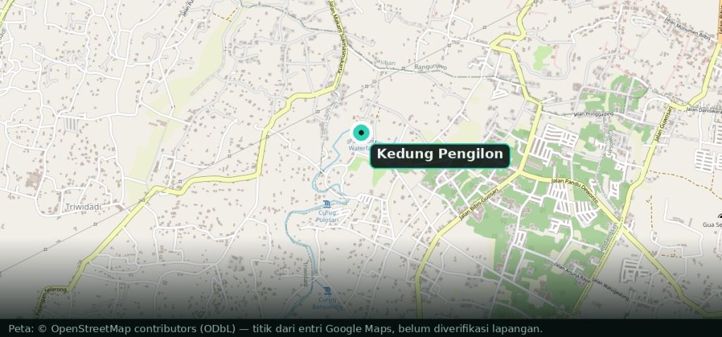 Peta lokasi Kedung Pengilon di Dusun Petung, Bangunjiwo, Kasihan, Bantul.